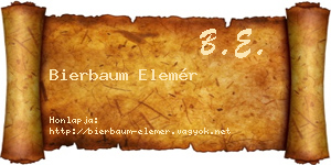 Bierbaum Elemér névjegykártya